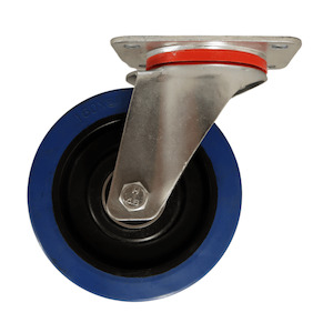 Fixed Castor 160mm Blue Elastic Rubber Wheel