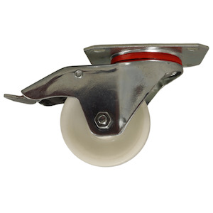 Swivel Plate Castor 80mm Nylon Wheel, Braked