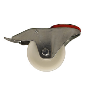 Bolt Hole Swivel Castor 80mm Nylon Wheel, Braked