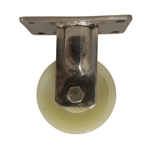 Fixed Stainless Steel Castor 100mm Nylon Wheel. (Heavy Duty)