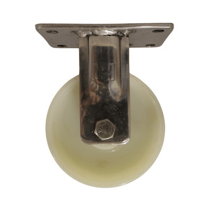 Fixed Stainless Steel Castor 125mm Nylon Wheel. (Heavy Duty)