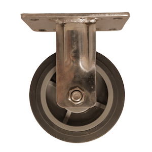 Fixed Stainless Steel Castor 125mm Thermo Plastic Rubber Wheel (Heavy Duty)