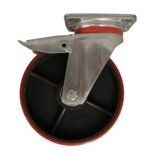 Boat Builders: UC150B/P Swivel Plate Castor 150mm Cast Iron Wheel, Polyurethane Tread