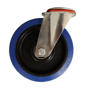 Products: WB200B/H Bolt Hole Swivel Castor 200mm Blue Elastic Rubber Wheel