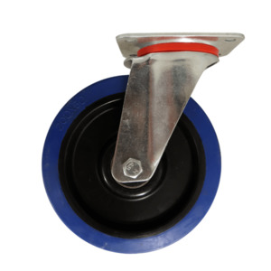 WB200B/PB Swivel Plate Castor with 200mm Blue Elastic Rubber Wheel, Braked