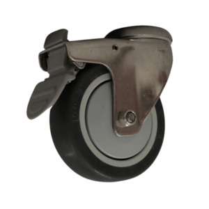 Healthcare: ST125B/HB Bolt Hole Stainless Steel Swivel Castor 125mm TPR Wheel, Braked