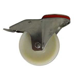 WN125P/HB Bolt Hole Swivel Castor 100mm Nylon Wheel, Braked