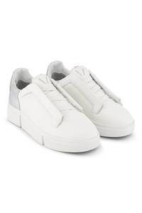 Vs 003: VS-003 White/Silver - Laceless Sneaker