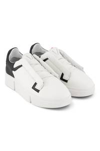 VS-004 White/Black- Laceless Sneaker