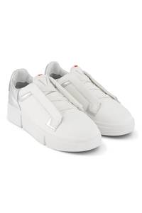 Vs 004: VS-004 White/Silver - Laceless Sneaker