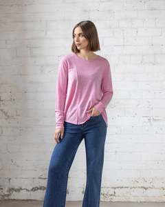 Pave Merino Top - Pink Marle
