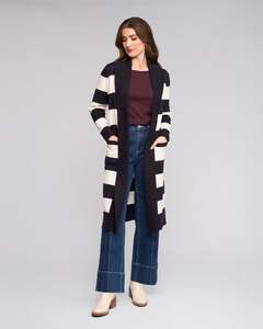 Knitwear: Downtown Cardi - Ink/Winter White