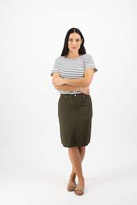 Skirts All 1: 372AVP Khaki - Poplin Skirt with Back Vent