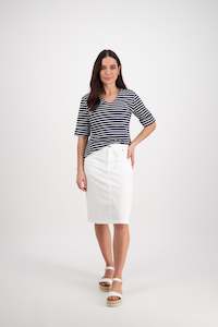 Skirts All 1: 372AVP White - Poplin Skirt with Back Vent