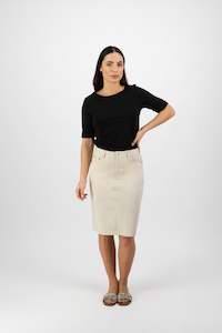 372AVP Sand - Poplin Skirt with Back Vent