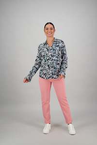 Shirts All 1: 4438 Valentina - Printed Long Sleeve Cuff Detail Shirt