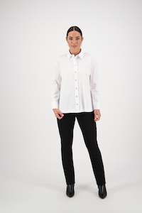 4441 White/Ink - Shirt with Contrast Coloured Stitching and Side Splits