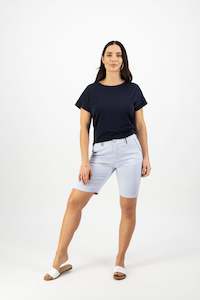Shorts All: 5998 Blue Stripe - Slim Leg Above Knee Short with Contrast Trim
