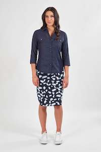 7031P Shore - Poplin Pull On Comfort Skirt with Side Panel