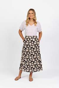 7057 Thea - Pull On Long Skirt with Elastic Back Waistband
