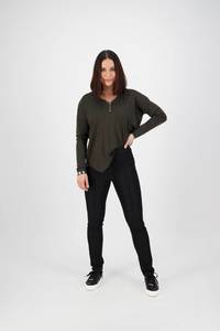 Permanent Collection Pull On Pants: Origin Pull On - Black Denim (Contrast Stitch)