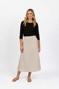 Skirts S24: 7057 Natural Spot - Pull On Long Skirt with Elastic Back Waistband