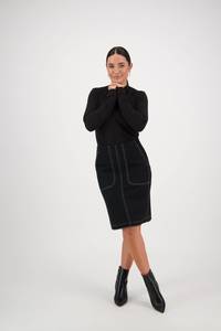Knee Length Skirt - Black