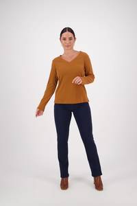 V-Neck Top - Tobacco