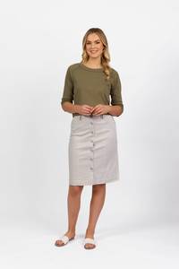 Sale: Orion Skirt - Khaki Stripe