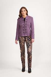 Jackets All: 2078 Grape - Military Style Jacket with Button Front Detail