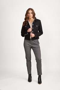 Jackets All: 2088 Black - Shaped Stretch DJ with Button Detail