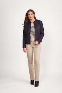 Jackets All: 2059B Ink - Long Sleeve Lined Zip Up Jacket with Front Zip detailing