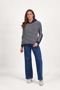 4482 Foil Stripe - Long Sleeve Hoodie with Sleeve Panel Trim and Heart Emb