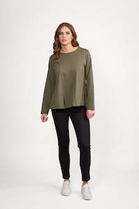 Tops All 1: 4477 Sage - Swing Top with Off Centre Split Detail