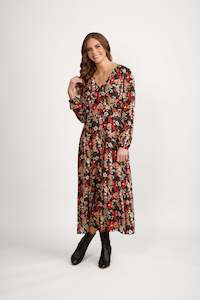 6108 Flamenco - Long Sleeve V Neck Dress