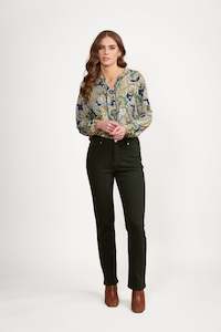 5004K Forest  - Slim Leg Full Length Knit Denim Jean