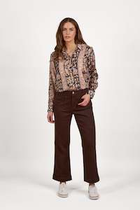 5995A Chocolate - Wide Leg Ankle Grazer Jean