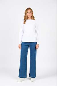 4478 White - Swing Half Placket Shirt with Angled Pocket