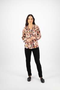 4404 Sweet Sage - Plain V Neck Top with Front Frill and Neck Ties