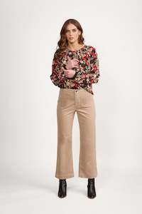 Button Up Pants Permanent Collection: 5995AM Oat - Wide Leg Ankle Grazer Pant