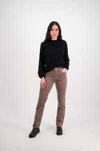 Button Up Pants Permanent Collection: 5911M Taupe - Straight Leg Full Length Pinwale Cord Pant with Fly