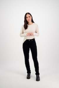 Button Up Pants Permanent Collection: 5910M Midnight - Narrow Leg Full Length Pinwale Cord Pant with Fly