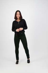 Button Up Pants Permanent Collection: 5910M Forest - Narrow Leg Full Length Pinwale Cord Pant with Fly