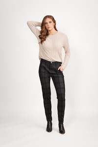 5894 Bennett - Skinny Leg Full Length Printed Ponti Pant with Cuff