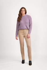 Button Up Pants All: 5910M Oat - Narrow Leg Full Length Pinwale Cord Pant with Fly