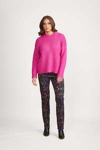Sweaters All: 1081 Magenta - Bobble Detail Sweater with High Neck