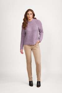 1081 Grape - Bobble Detail Sweater with High Neck