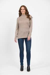 4287 Twig - 100% Merino Basic Long Sleeve Polo Neck Top