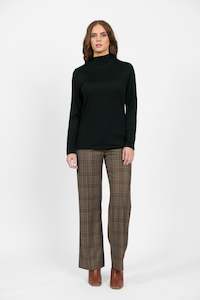 Merino All: 4287 Forest - 100% Merino Basic Long Sleeve Polo Neck Top