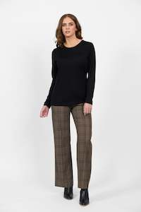 4467 Black - 100% Merino Basic Long Sleeve Crew Neck Top